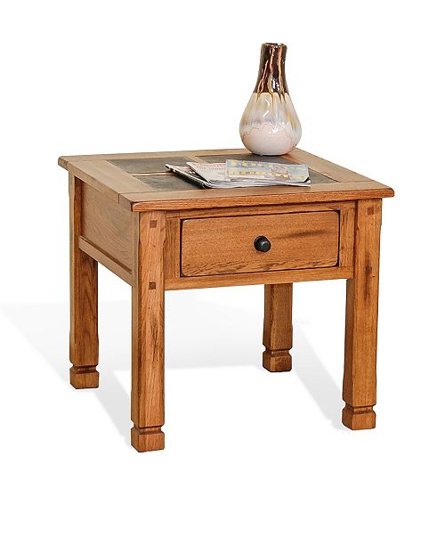 Sunny Designs Sedona 24"H Rustic Oak End Table, Slate Top & Reviews