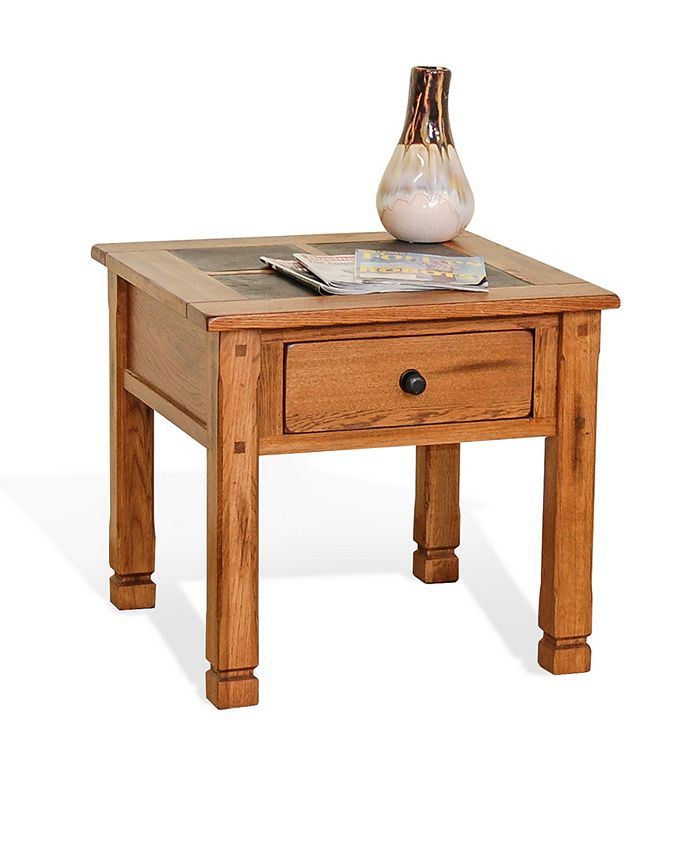 Sunny Designs Sedona 24"H Rustic Oak End Table, Slate Top Macy's