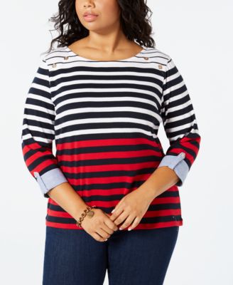Tommy Hilfiger - Plus Size Cotton Striped Top