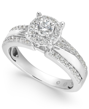 image of Diamond Halo Engagement Ring (3/4 ct. t.w.) in 14k White Gold