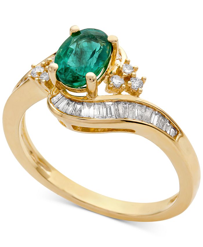Macy's Emerald (7/8 ct. t.w.) & Diamond (3/8 ct. t.w.) Ring in 14k Gold