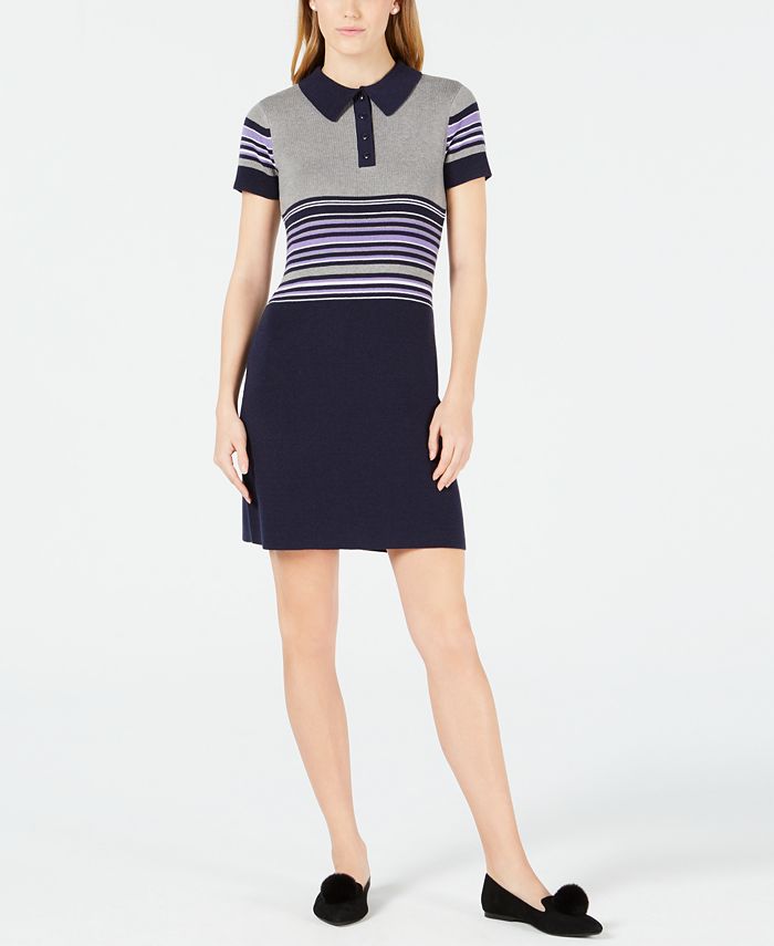 Maison Jules Striped Polo Sweater Dress, Created for Macy's - Macy's