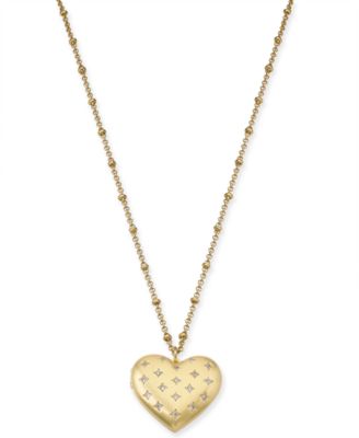 Kate Spade New York Gold-Tone Pavé Heart Locket Pendant Necklace, 32 ...