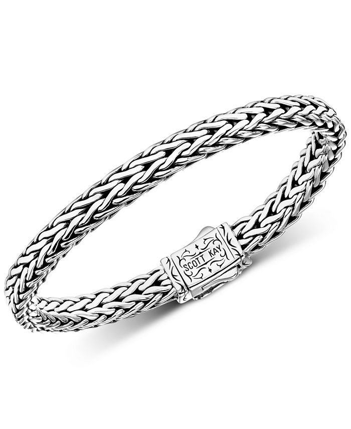 Scott Kay Men's Woven Link Bracelet in Sterling Silver & 18k Gold Macy's