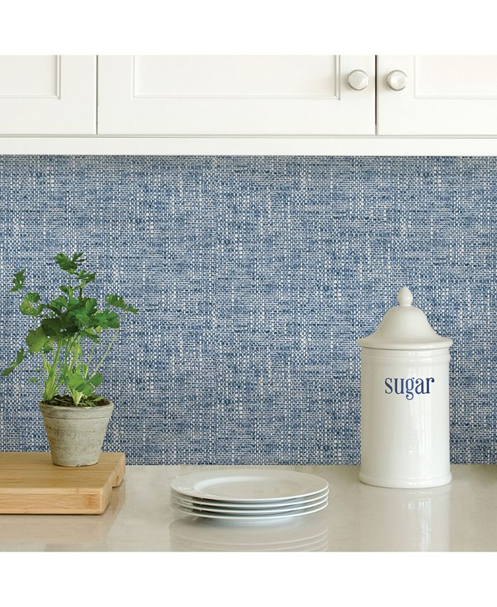 Brewster Home Fashions Navy Poplin Texture Peel And Stick Wallpaper