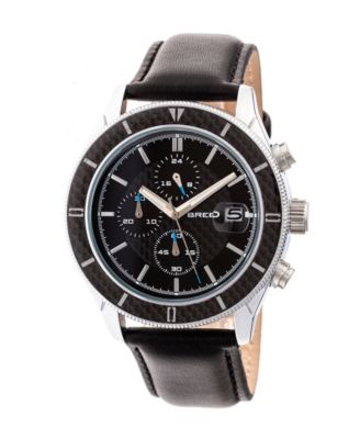 Breed - Maverick Chronograph Leather-Band Watch w/Date - Silver/Black