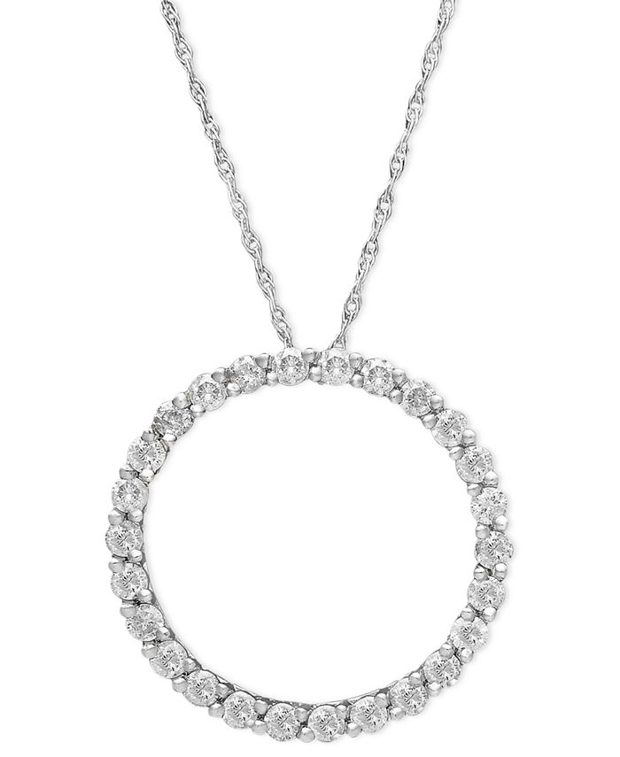 Macy's Diamond Pendant, 14k White Gold Diamond Circle (1/4 ct. t.w ...