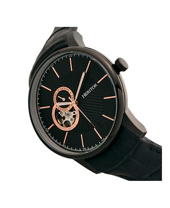 Heritor Automatic Landon Black Leather Watches 44mm Macy s