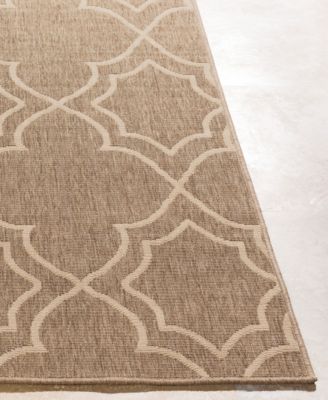 Alfresco ALF-9587 Camel 7'3" Round Area Rug, Indoor/Outdoor