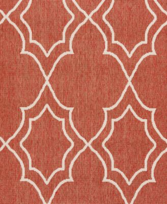 CLOSEOUT! Alfresco ALF-9591 Rust 5'3" Round Area Rug, Indoor/Outdoor