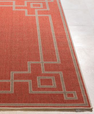 Alfresco ALF-9631 Rust 8'9" Round Area Rug, Indoor/Outdoor