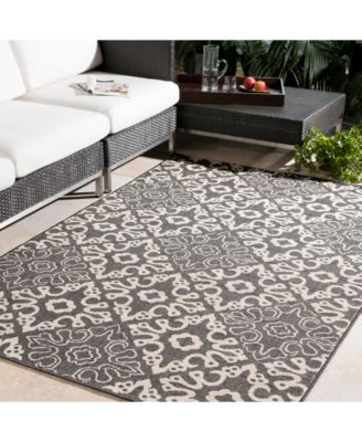 Alfresco ALF-9637 Black 7'6" x 10'9" Area Rug, Indoor/Outdoor