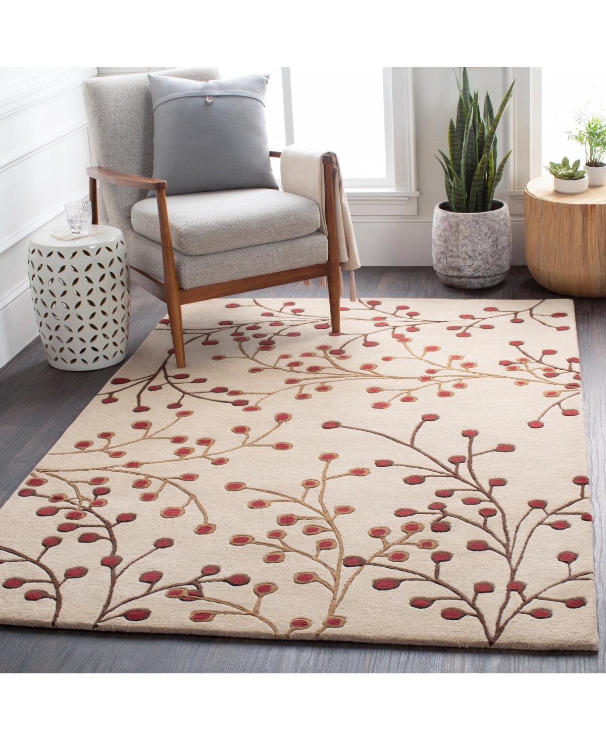Livabliss Athena Ath-5053Round Area Rug - Burgundy