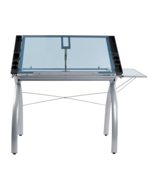 Clickhere2shop Futura Craft Station with Folding Shelf Glass - Black/Clear