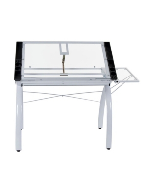 Clickhere2shop Futura Craft Station with Folding Shelf Glass - Black/Clear
