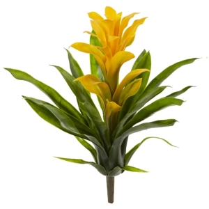 Nearly Natural 15-in. Bromeliad Artificial Flower, Set Of 4 In Yellow