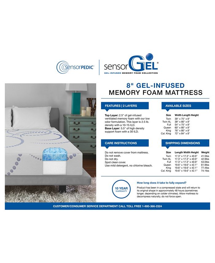 8" Firm Cool Gel Memory Foam Mattress, Quick Ship, Mattress