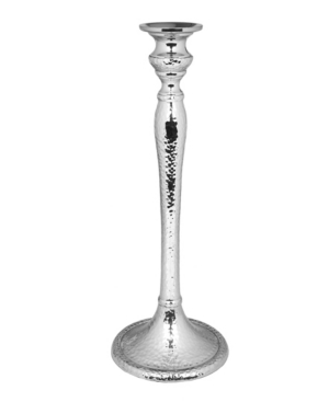 Shop Classic Touch 12.25" Hammered Nickel Candlestick In Silver