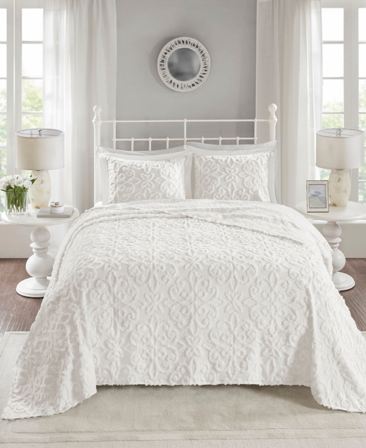 Shop Madison Park Sabrina Tufted Chenille 3-pc. Bedspread Set, King/california King In Taupe