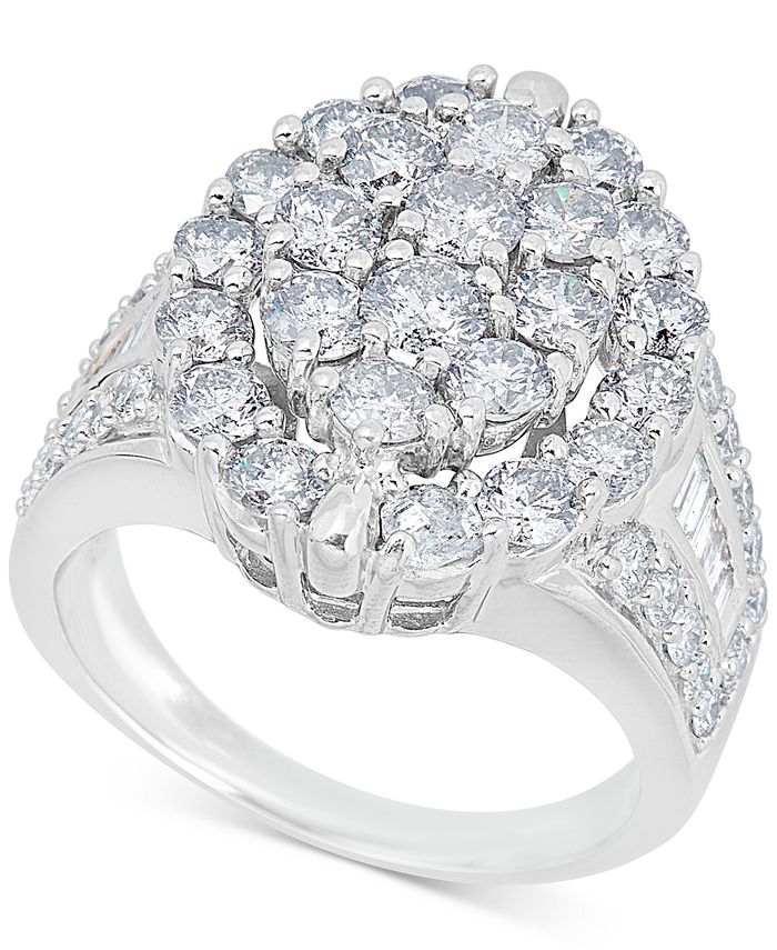 Macy's - Diamond Oval Cluster Ring (4 ct. t.w.) in 14k White Gold