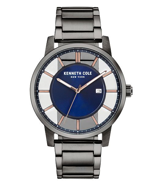 Kenneth Cole New York Men S Transparent Gun Metal Bracelet Watch