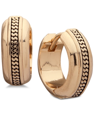 image of Anne Klein Gold-Tone Textured Mini Huggie Small Hoop Earrings