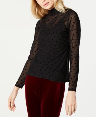 INC International Concepts - Illusion Dot-Print Mock-Neck Top
