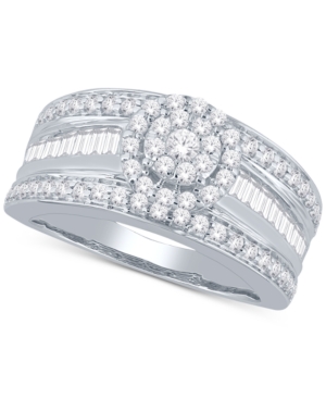 image of Diamond Cluster Wide Band Ring (1 ct. t.w.) in 14k White Gold