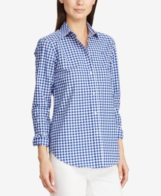 Ralph Lauren LAUREN Lauren Gingham Check Long Sleeve Cotton Check Shirt Women's Size L / eaa494905