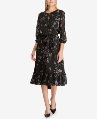 Lauren Ralph Lauren Floral-Print Jacquard Dress - Macy's