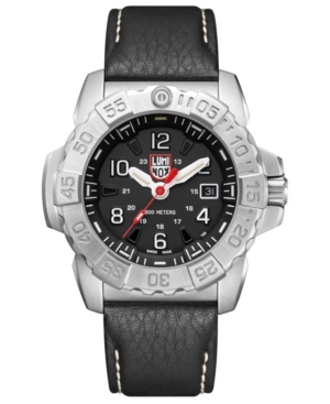 LUMINOX MEN'S NAVY SEAL 3251 STAINLESS BLACK LEATHER STRAP WATCH