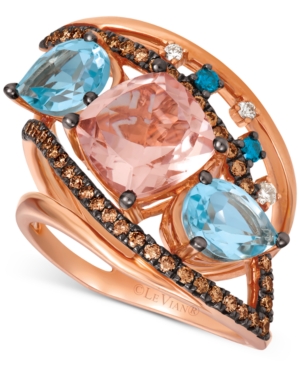image of Le Vian Crazy Collection Multi-Gemstone (4-1/6 ct. t.w.) & Diamond (1/2 ct. t.w.) Ring in 14k Rose Gold