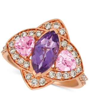 image of Le Vian Multi-Gemstone (1-9/10 ct. t.w.) & Nude Diamond (5/8 ct. t.w.) Ring in 14k Rose Gold