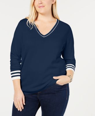 tommy hilfiger cotton v neck sweater