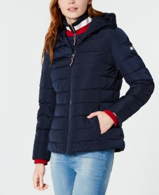 Tommy Hilfiger Knit Collar Hooded Puffer Jacket, Created for Macy's ...