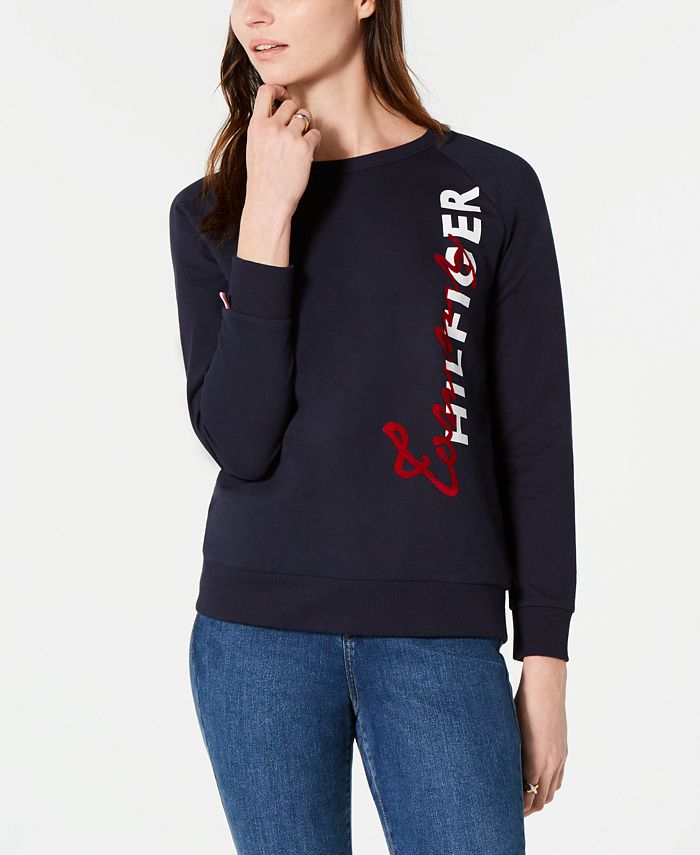 Tommy Hilfiger Logo-Print Crewneck Sweatshirt, Created for Macy's - Macy's