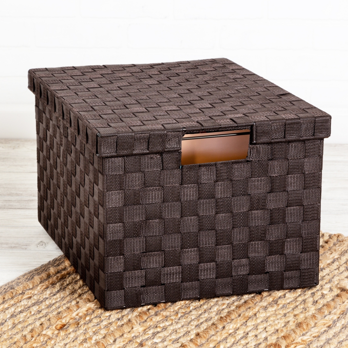 Large Woven File Box - Brown