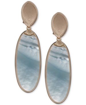image of Mother-of-Pearl Oval Drop Earrings in 14k Gold-Plated Sterling Silver