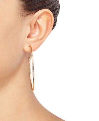 Textured Skinny Hoop Earrings (1-1/2") in 14k Gold