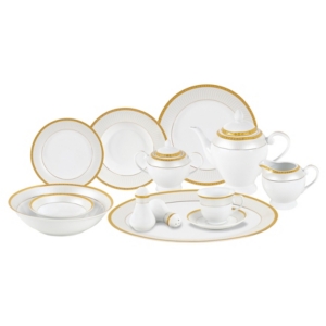 Lorren Home Trends Alina Gold 57-pc Dinnerware Set, Service For 8