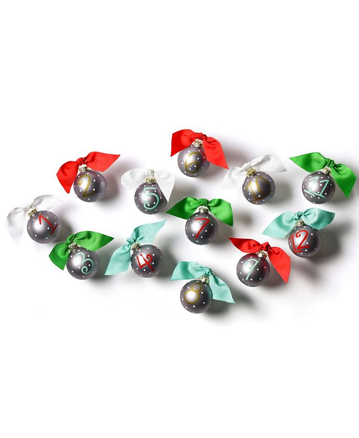 Coton Colors 12 Days Of Christmas Set Of 12 Glass Ornaments Macy's