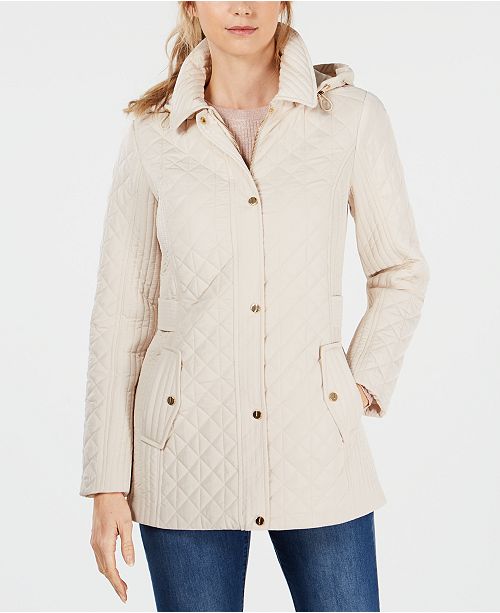 Jones New York Hooded Quilted Coat & Reviews - Coats - Women - Macy's