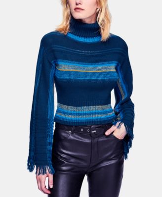 Free People - Striped Flared-Sleeve Turtleneck Sweater