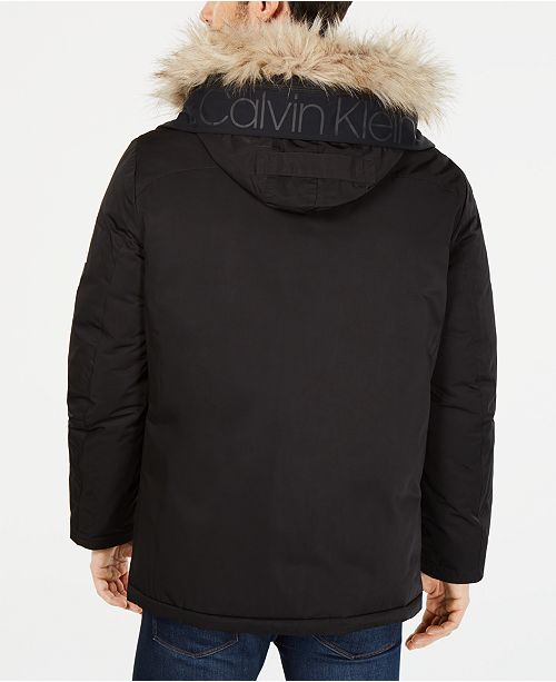 Calvin Klein Men's Snorkel Jacket with FauxFur Trim Coats & Jackets