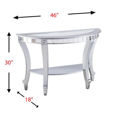 Pennsbury Glam Mirrored Demilune Console Table