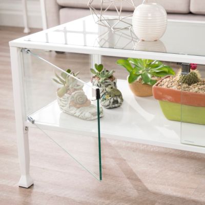 Southern Enterprises Louisburg Terrarium White Display Cocktail Table