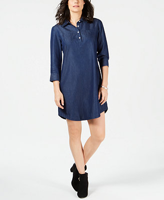 Karen Scott Cotton Chambray Shirtdress, Created for Macy's & Reviews ...
