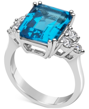 image of Blue Topaz (8 ct. t.w.) & Diamond (1/2 ct. t.w.) Ring Set in 14k White Gold