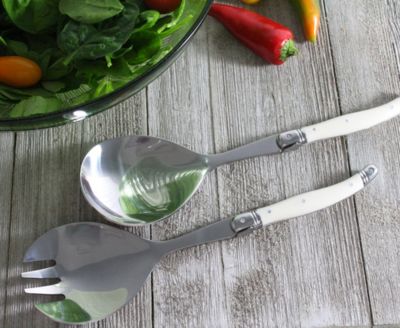 Laguiole Connoisseur Faux Ivory Salad Servers, 2 Piece Set.