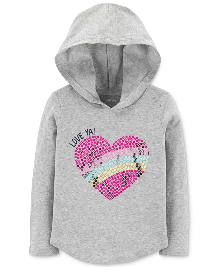 Carter's Toddler Girls Sequin Graphic Hooded Cotton T-Shirt - Macy's